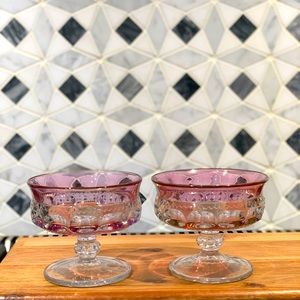 Indiana Glass Kings Crown Thumbprint Coupe Glasses (4)